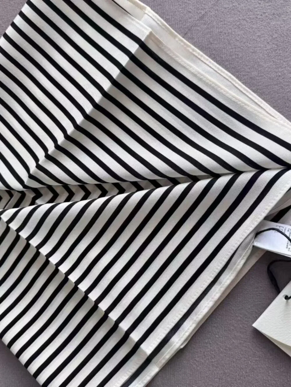 Toteme Monogram Stripe Silk Square Scarf Black White